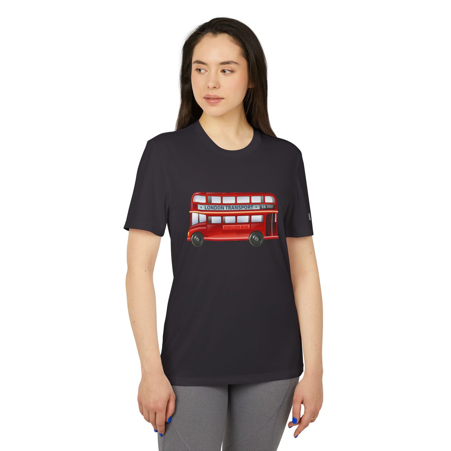 Adidas Unisex London Transport Graphic T-Shirt - Vintage British Double-Decker Bus Art Print - Casual Sport Wear