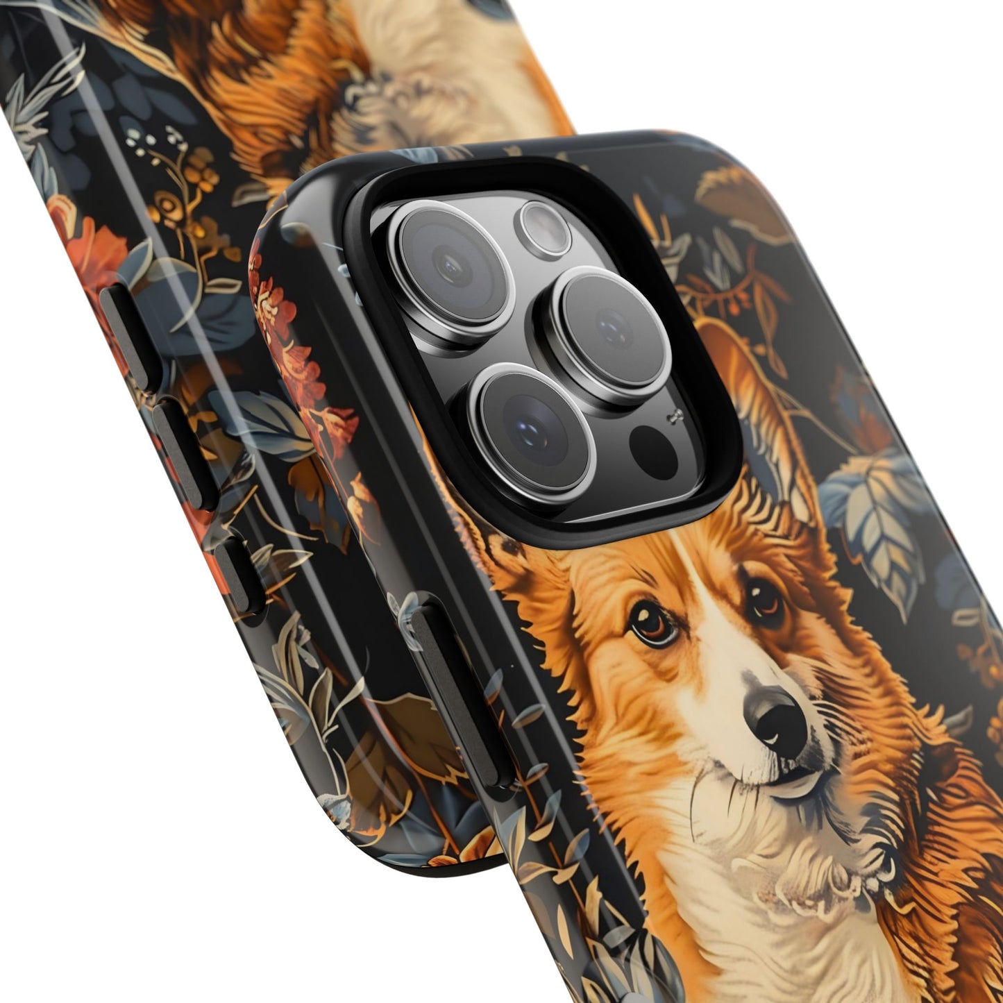 Corgi Floral Phone Case - Tough Cases for Dog Lovers, Cute Pet Accessories, Gift for Dog Owners, Floral Design, Personalized Tech Cover