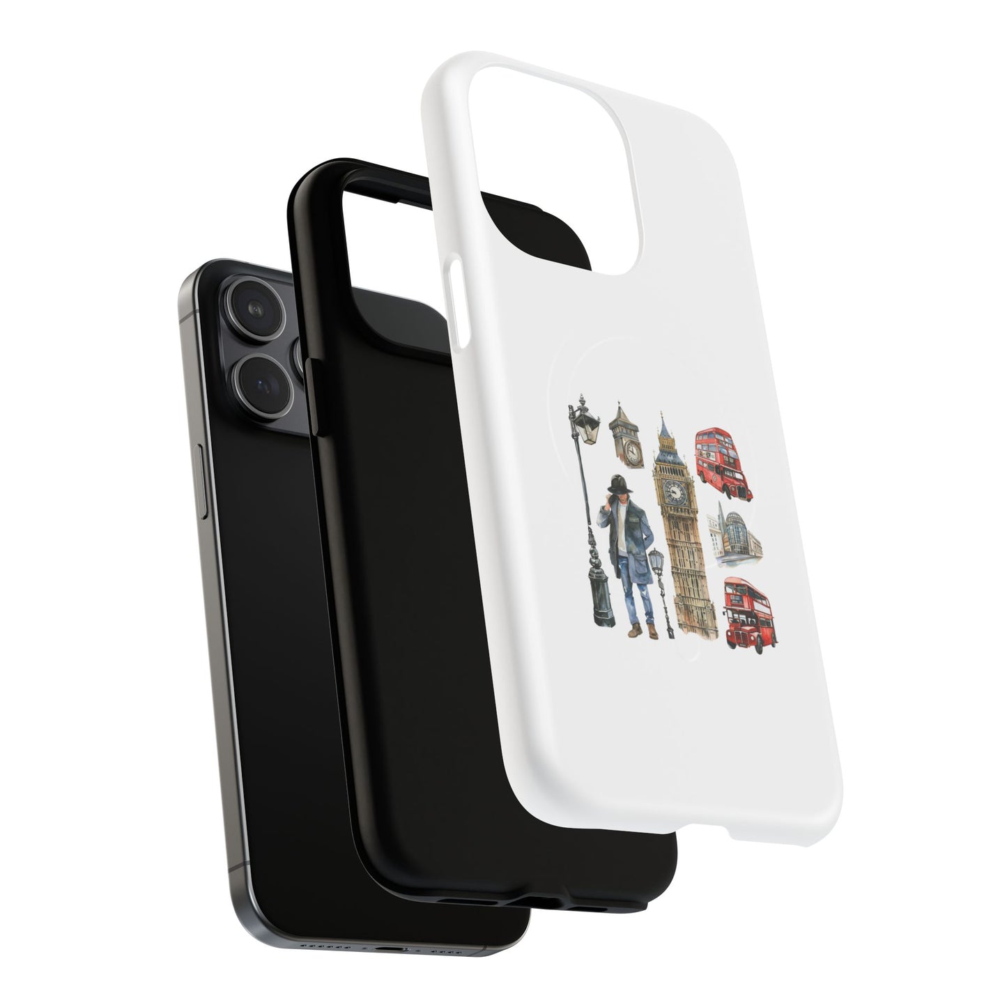 London-Themed Tough Magnetic Phone Case, Durable iPhone Cover, Gift for Travelers, Unique Cell Phone Accessories
