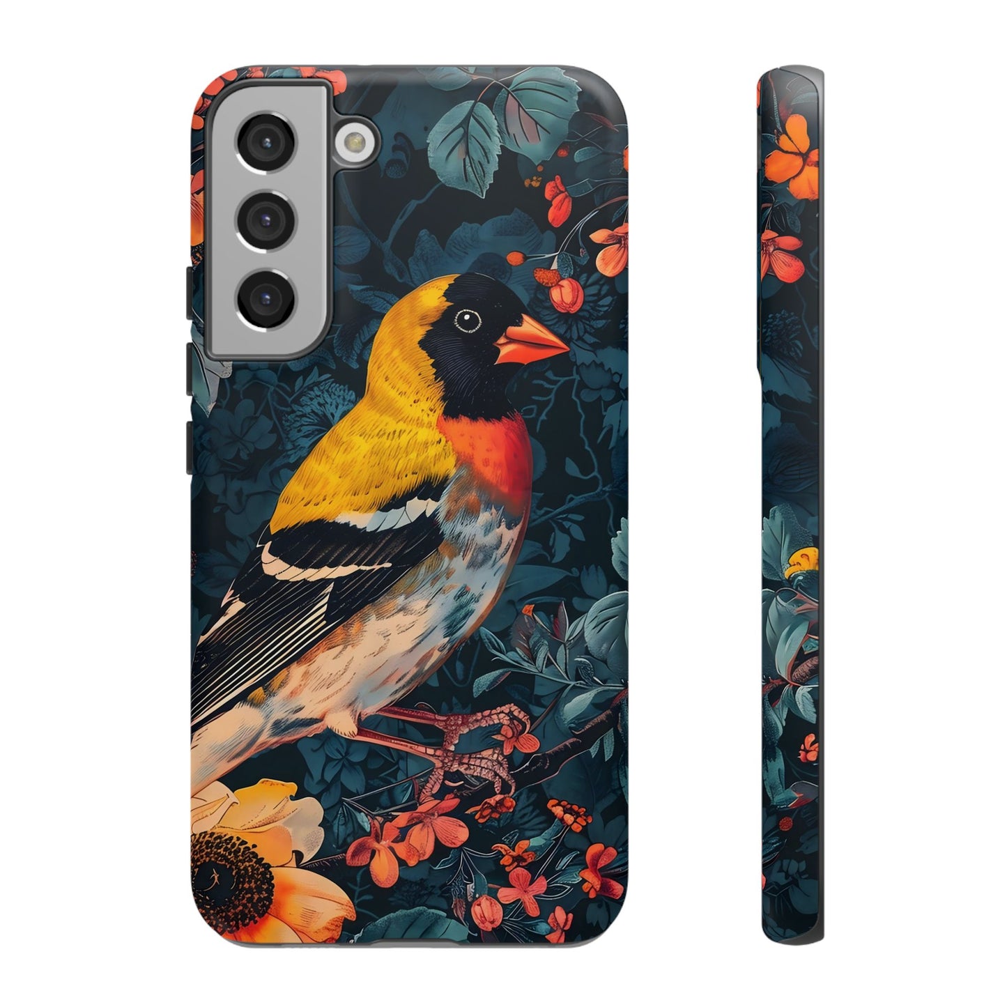Colorful Bird Phone Case, Floral Phone Cover, Tough Phone Protector, Nature Lover Gift, Botanical Case, Unique Mobile Accessory