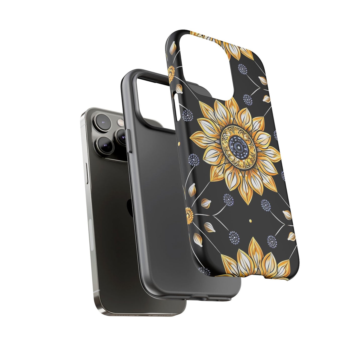 Floral Phone Case with Mandala Design, Tough Cases for iPhone & Samsung, Boho Style, Gift for Her, Unique Accessories