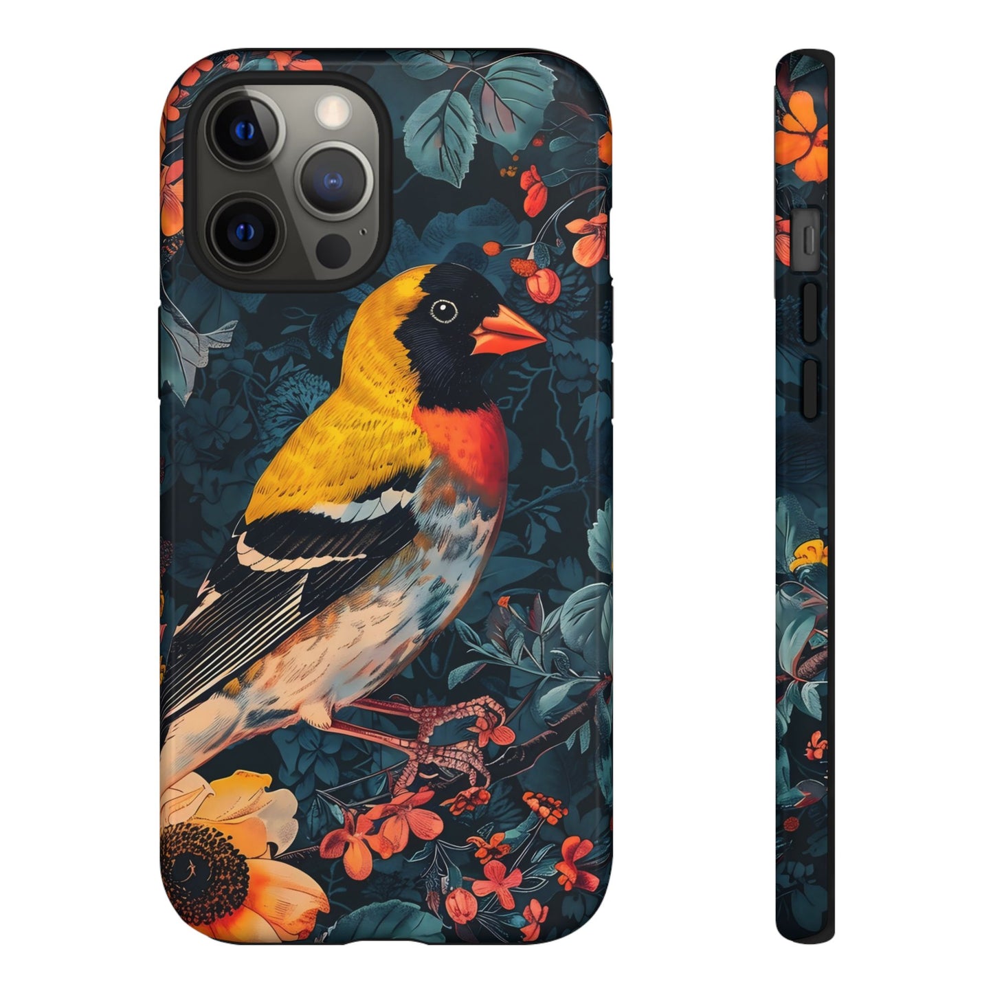Colorful Bird Phone Case, Floral Phone Cover, Tough Phone Protector, Nature Lover Gift, Botanical Case, Unique Mobile Accessory