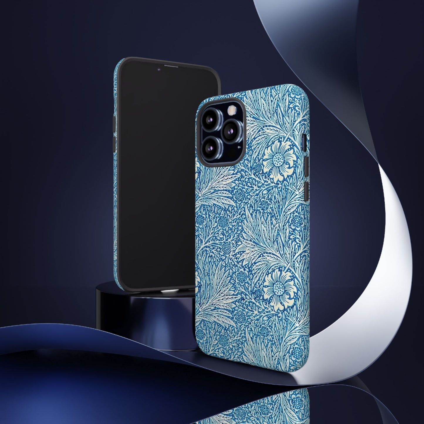 Stylish Phone Case, Tough Floral Phone Cover, Fashionable Tech Accessory, Gift for Her, Blue Flower Design