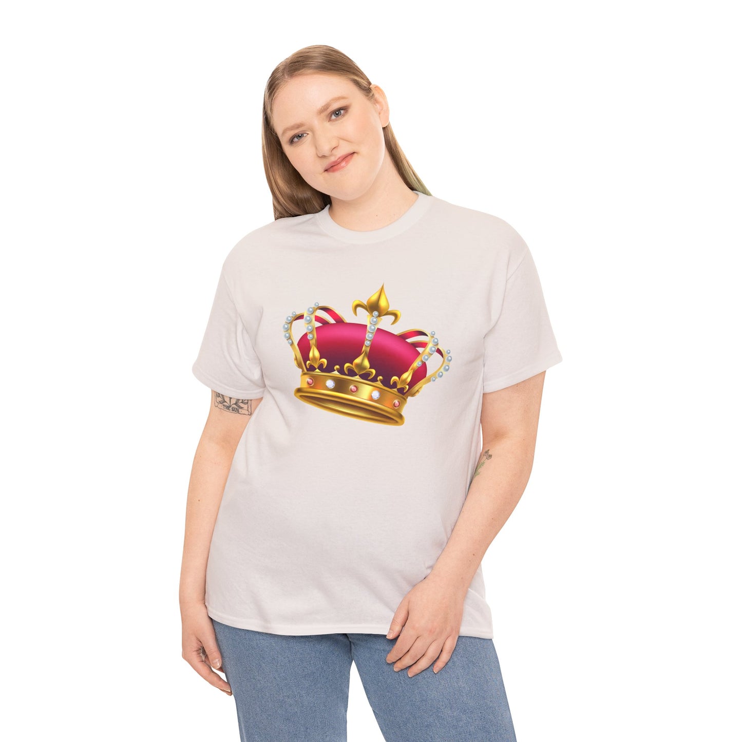 Unisex Heavy Cotton Tee - British Royal Crown Design - Iconic Symbol of Monarchy