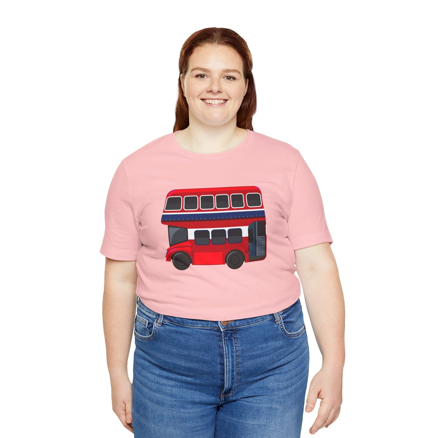 Unisex Jersey Short Sleeve Tee - London Transport English Bus - Iconic Red Double-Decker