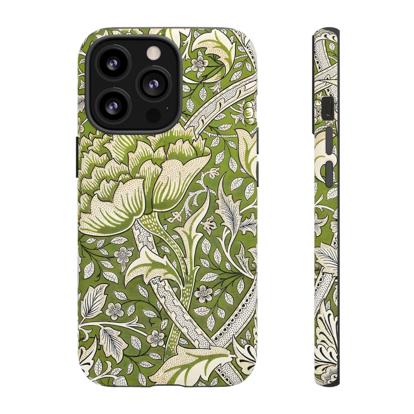 Stylish Phone Case with Floral Design, Durable Protective Cover for iPhone, Unique Gift for Birthdays, Mother's Day, Green Aesthetic