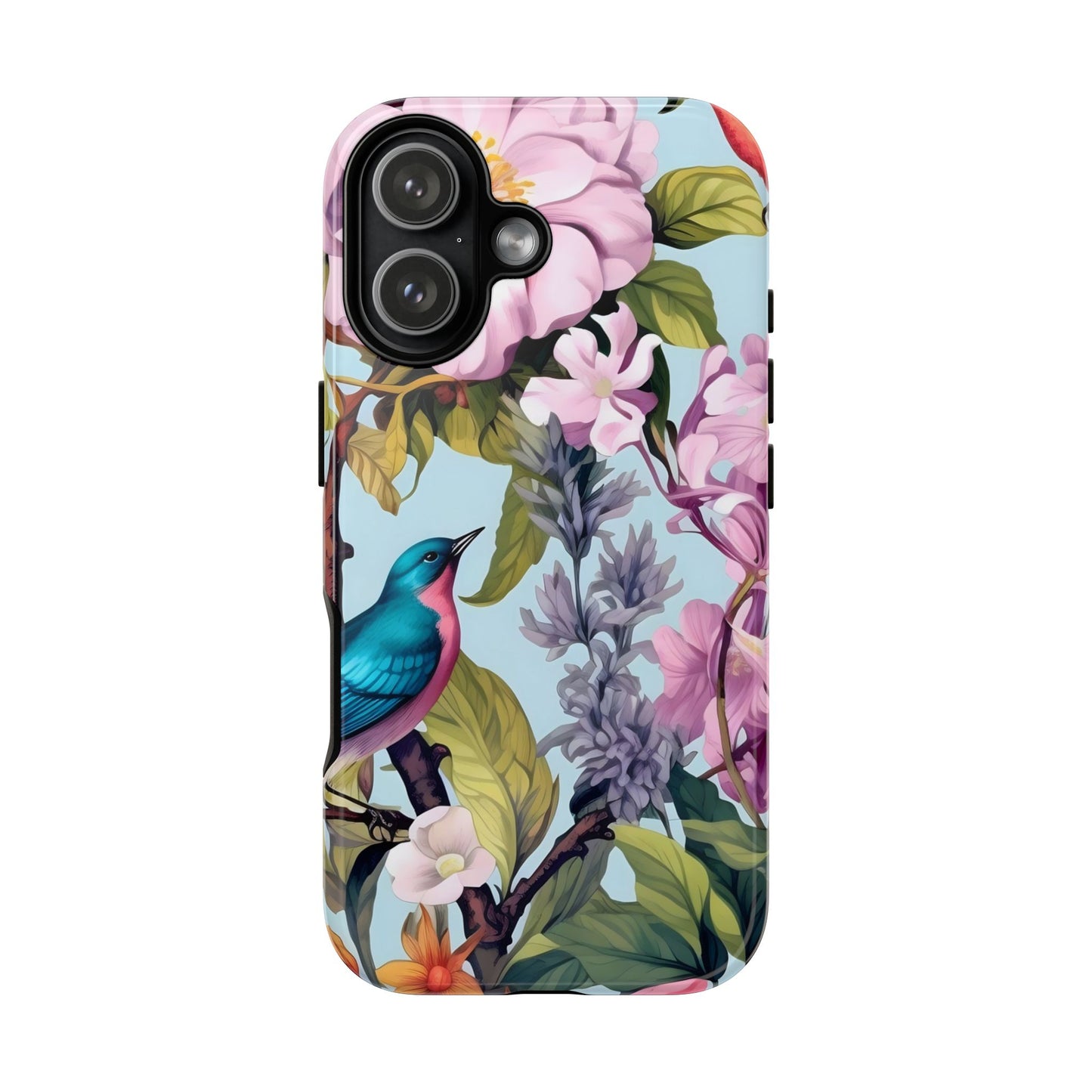 Floral Phone Case with Birds, Tough Cases for Nature Lovers, Stylish Phone Accessories, Unique Gifts for Her, Cute Tech Protector