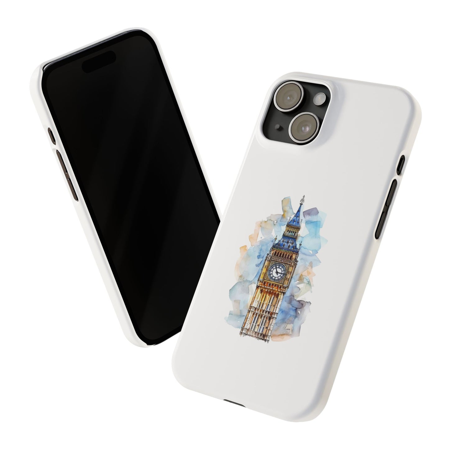 Stylish Slim Phone Case - Big Ben Watercolor Design, Unique Gift for Travelers, London Souvenir, Everyday Use, Phone Accessory