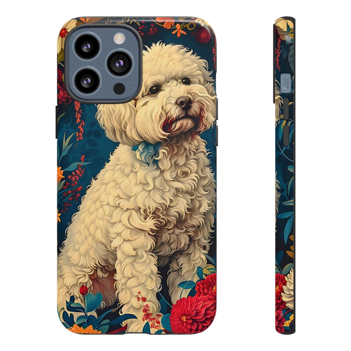 Cute Dog Phone Case, Pet Lover Gift, Floral Design Tough Case, Custom Dog Art, Birthday Gift for Dog Owners, Unique Phone Accessories