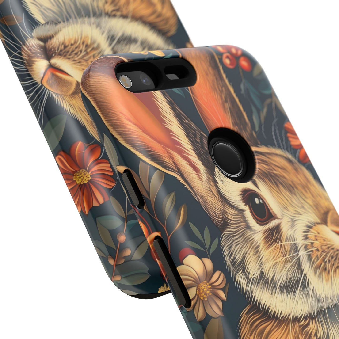 Rabbit Floral Phone Case, Cute Bunny Cover, Nature Lover Gift, Wildlife Photography, Protective Phone Accessory