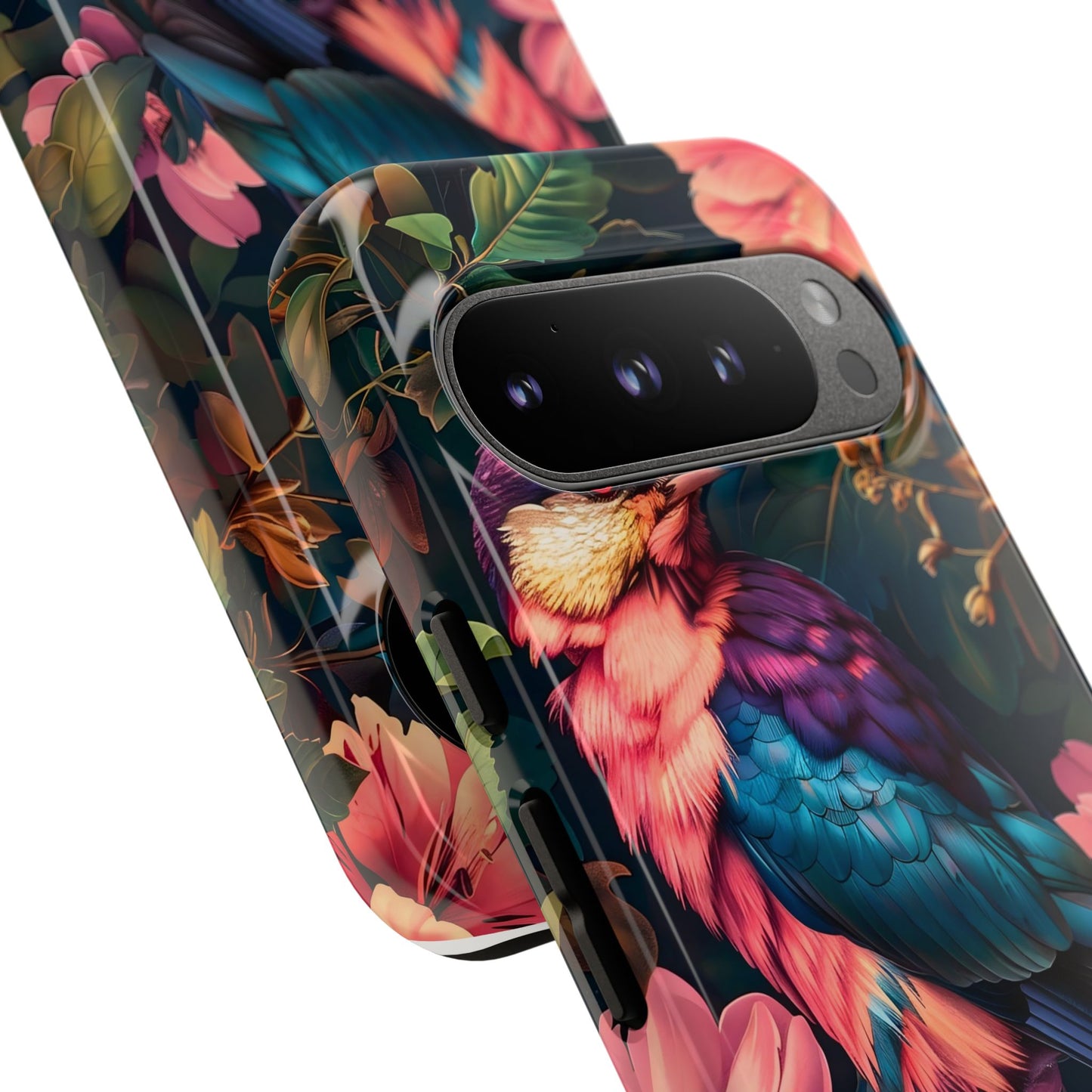 Tough Cases: Vibrant Tropical Bird Phone Case, Floral Smartphone Cover, Nature Lover Gift, Boho Phone Accessory, Cute Bird Case