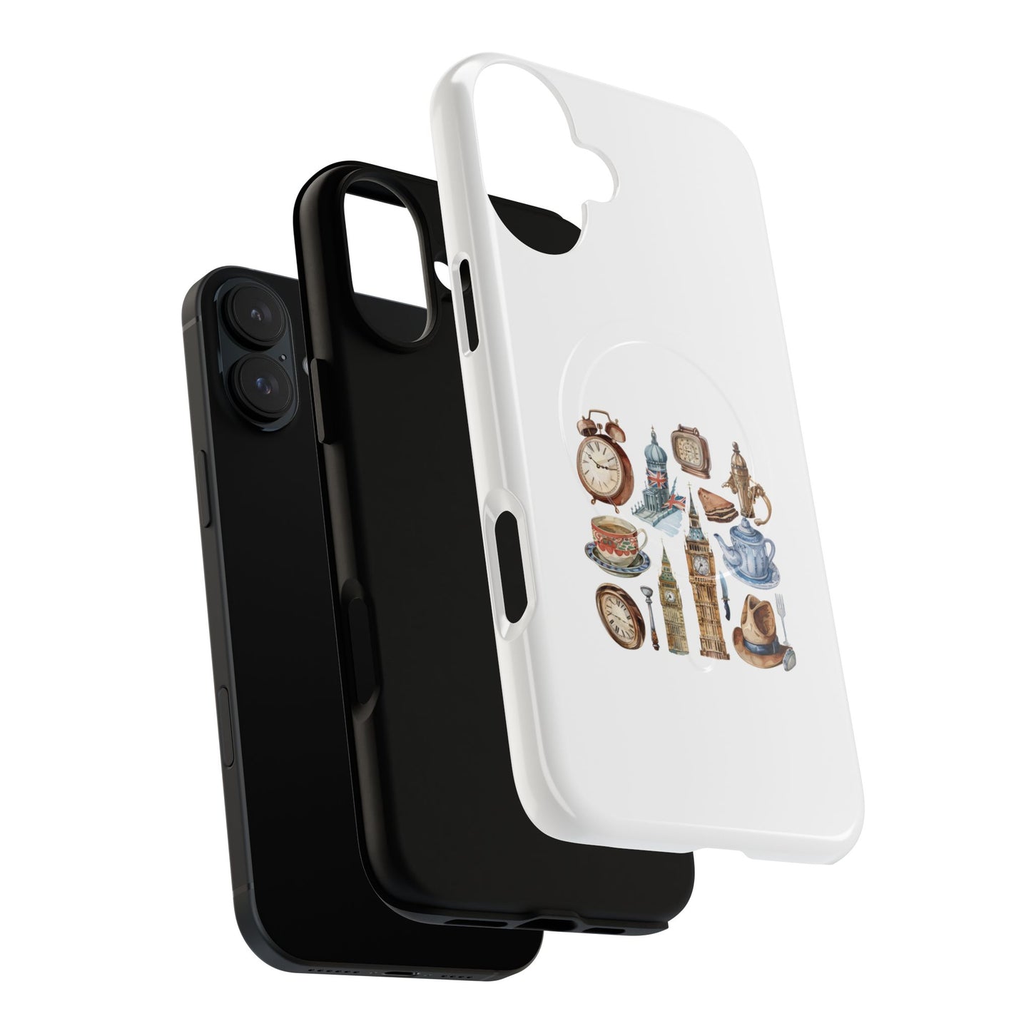 Tough Magnetic Phone Case with Vintage Clock Design, Durable Tech Accessories for Gift, Daily Use, Unique Style