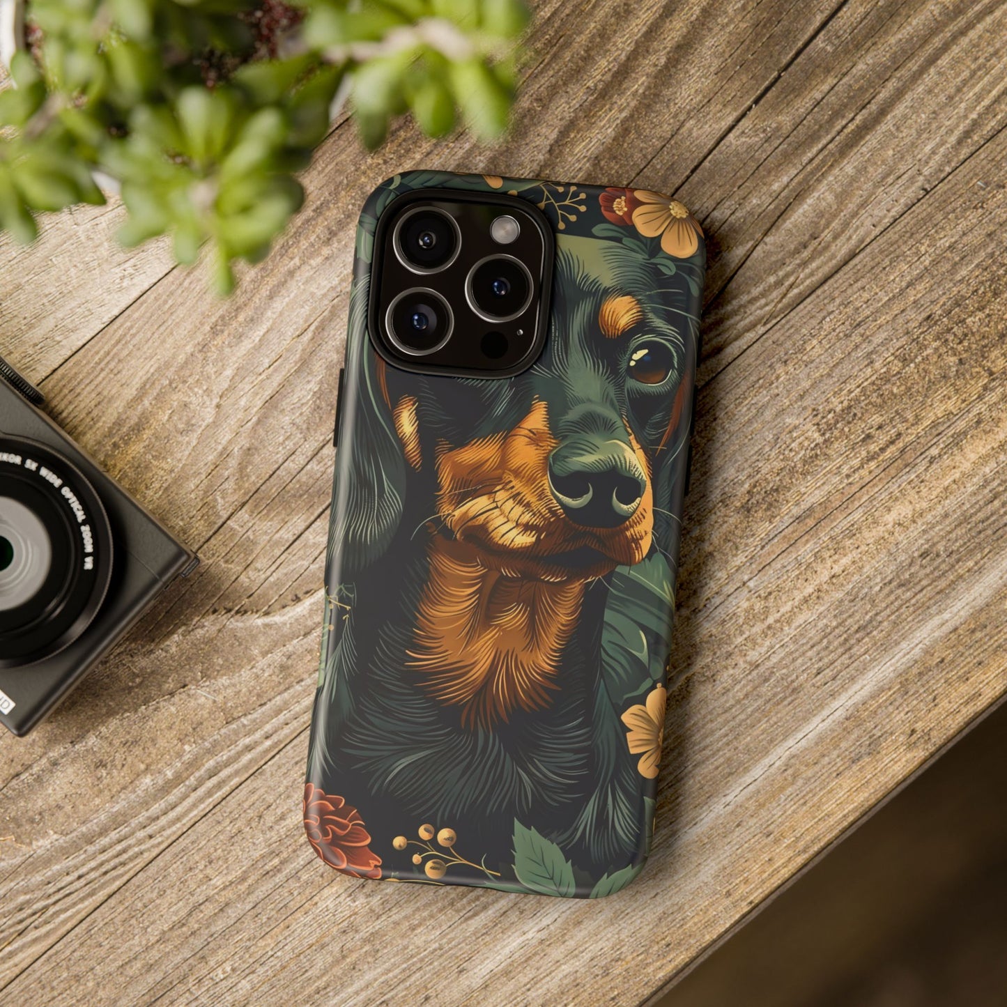 Dachshund Phone Case, Floral Pet Phone Cover, Dog Lover Gift, Tough Phone Case, Custom Dachshund Design, Unique Dog Owner Accessory