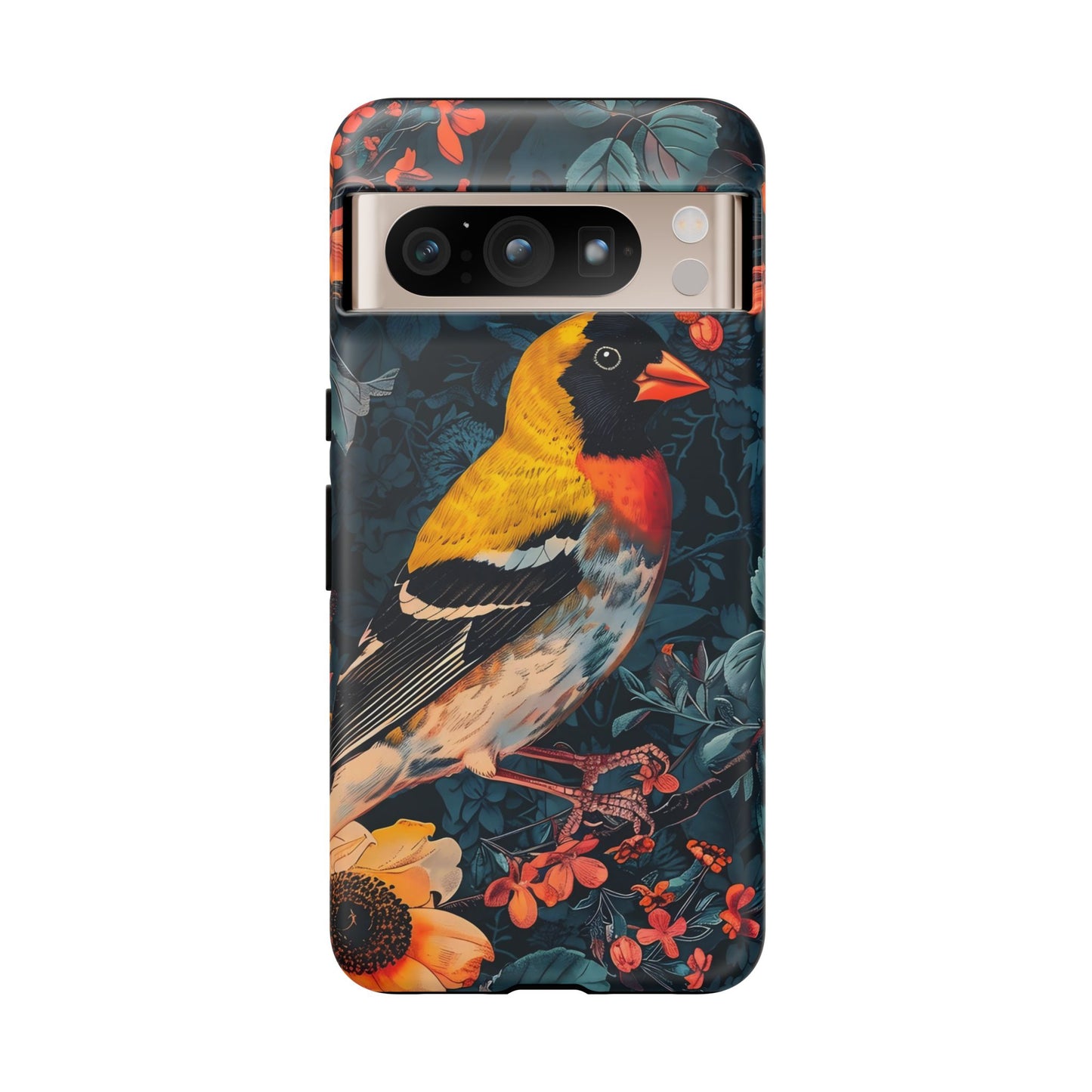 Colorful Bird Phone Case, Floral Phone Cover, Tough Phone Protector, Nature Lover Gift, Botanical Case, Unique Mobile Accessory