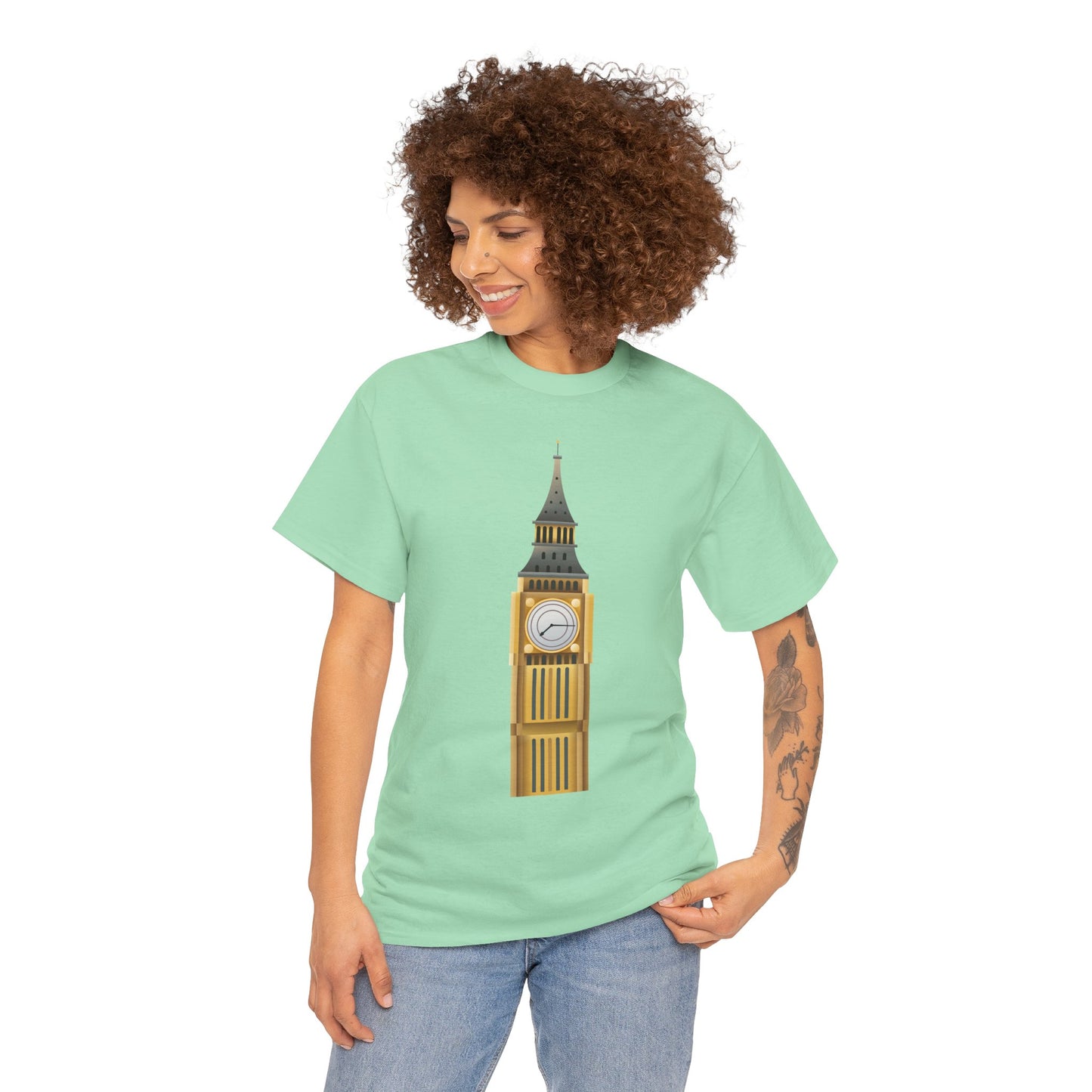 Unisex Heavy Cotton Tee - Towering Time Big Ben and British Heritage