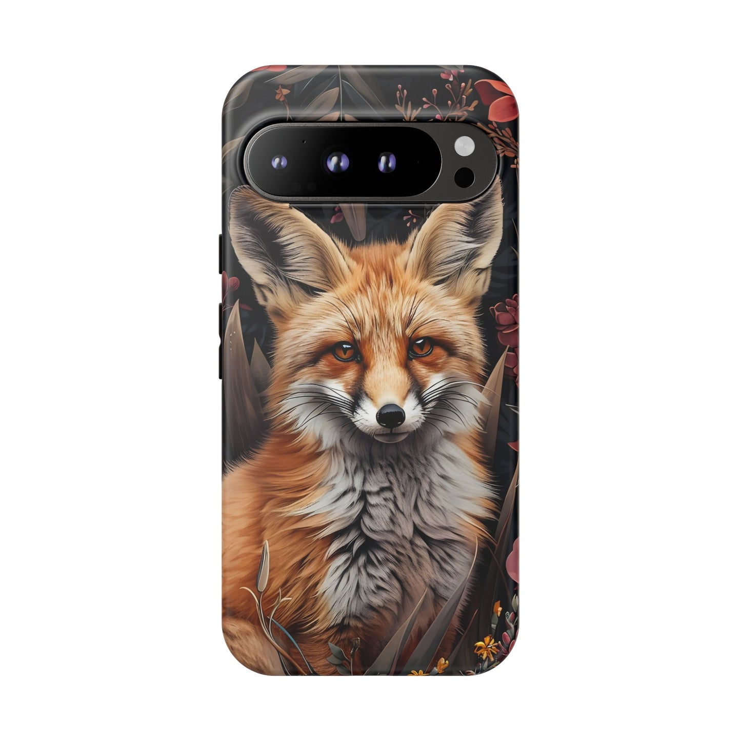 Fox Floral Phone Case, Tough Cases for Animal Lovers, Nature Themed Gift, Cute Phone Cover, Wild Fox Protector