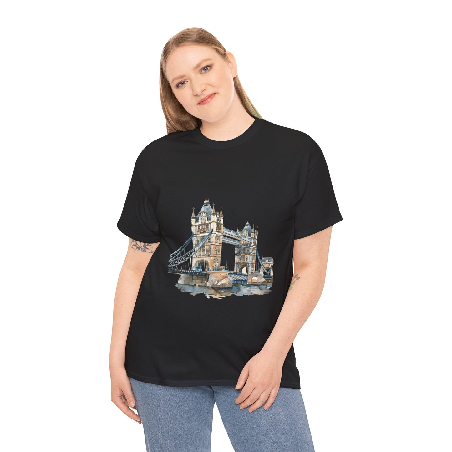Unisex Heavy Cotton Tee - London Bridge - Iconic Landmark and Historical Beauty