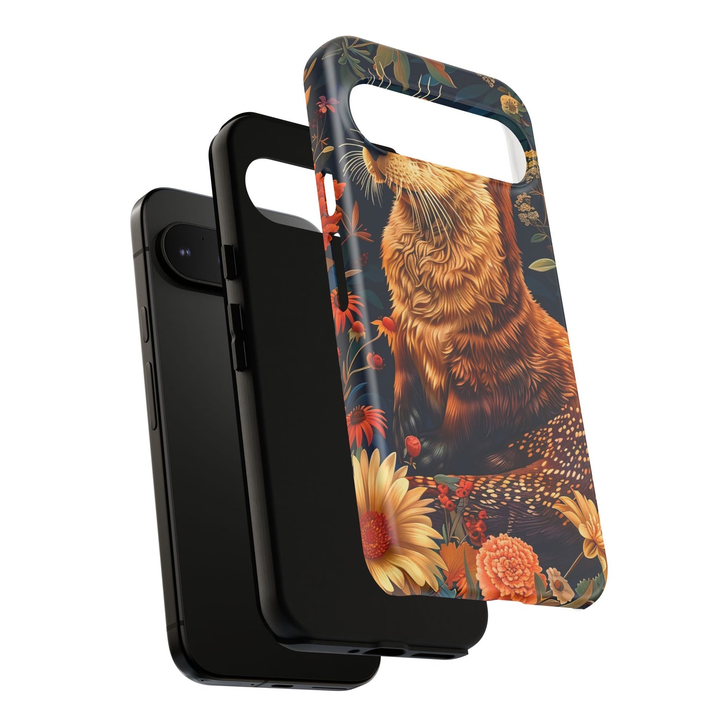 Otter Phone Case, Floral Otter Design, Tough Phone Cover, Nature Lover Gift, Cute Animal Accessories