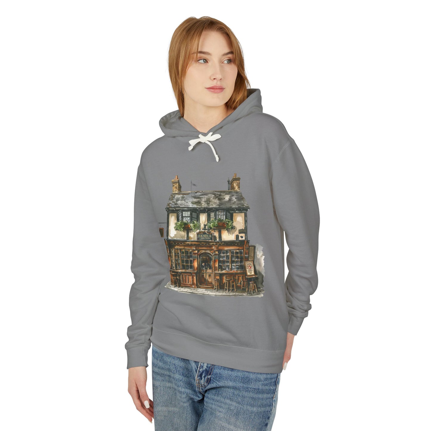 Unisex Lightweight Hooded Sweatshirt - From Thatched Roofs to Stone Walls - British Village Houses