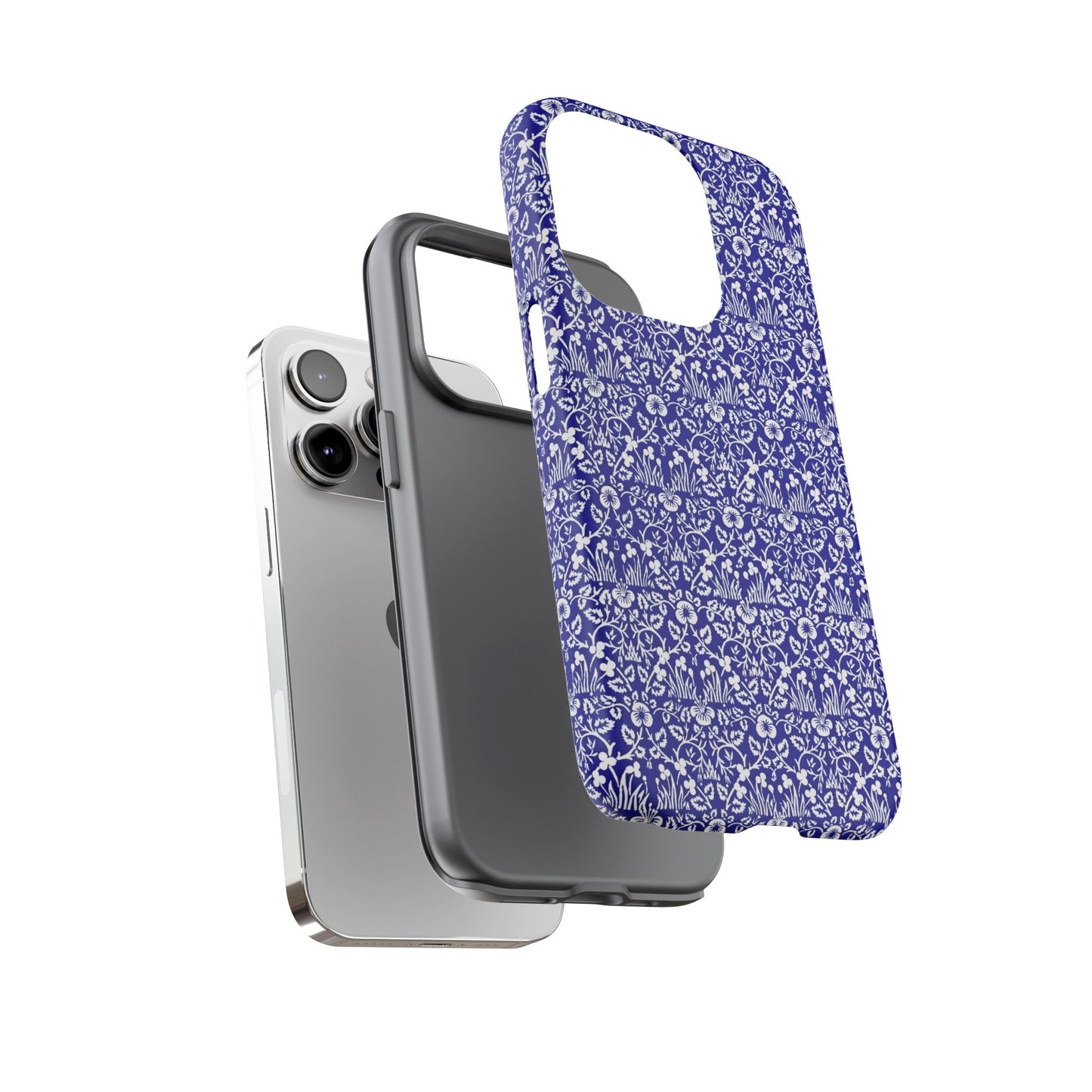 Elegant Floral Phone Case - Tough Cases, Blue Floral Design, Stylish Phone Accessory, Unique Gift, Modern Tech Protection