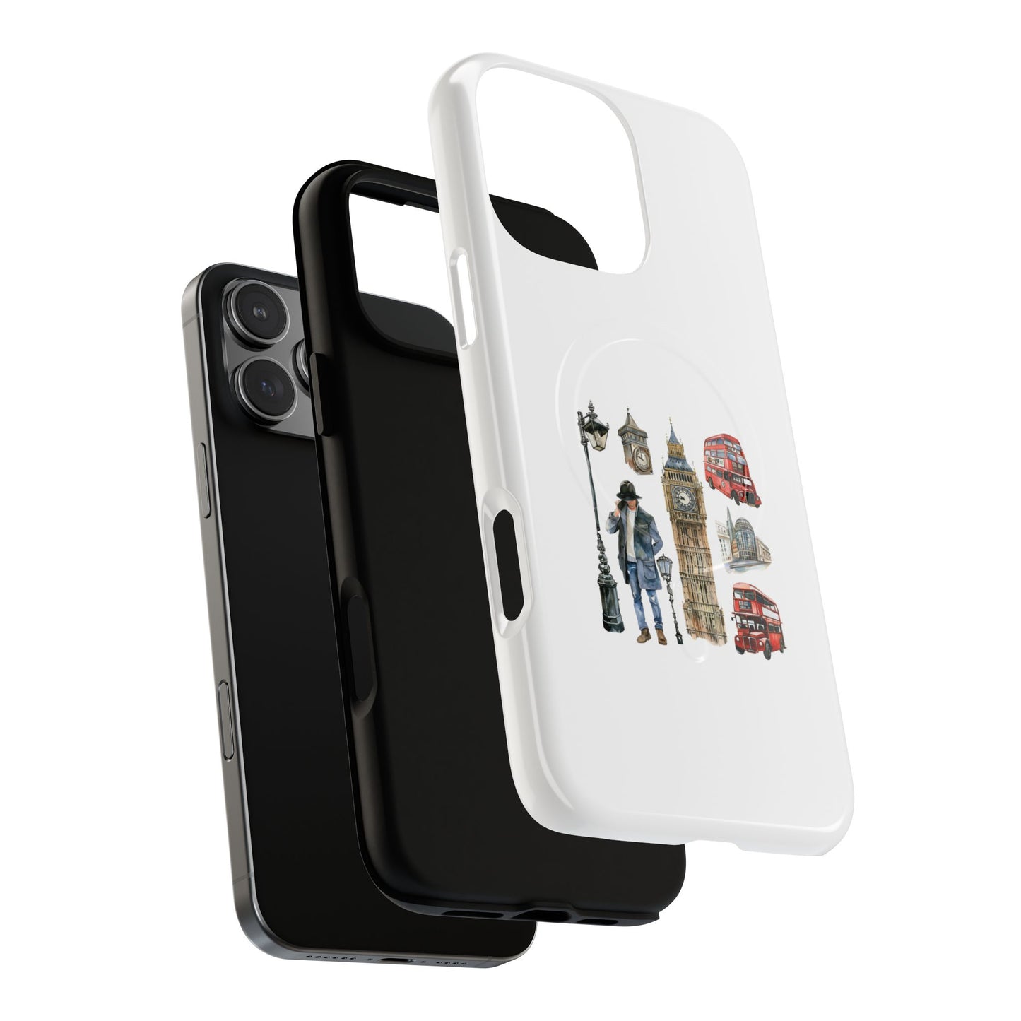 London-Themed Tough Magnetic Phone Case, Durable iPhone Cover, Gift for Travelers, Unique Cell Phone Accessories