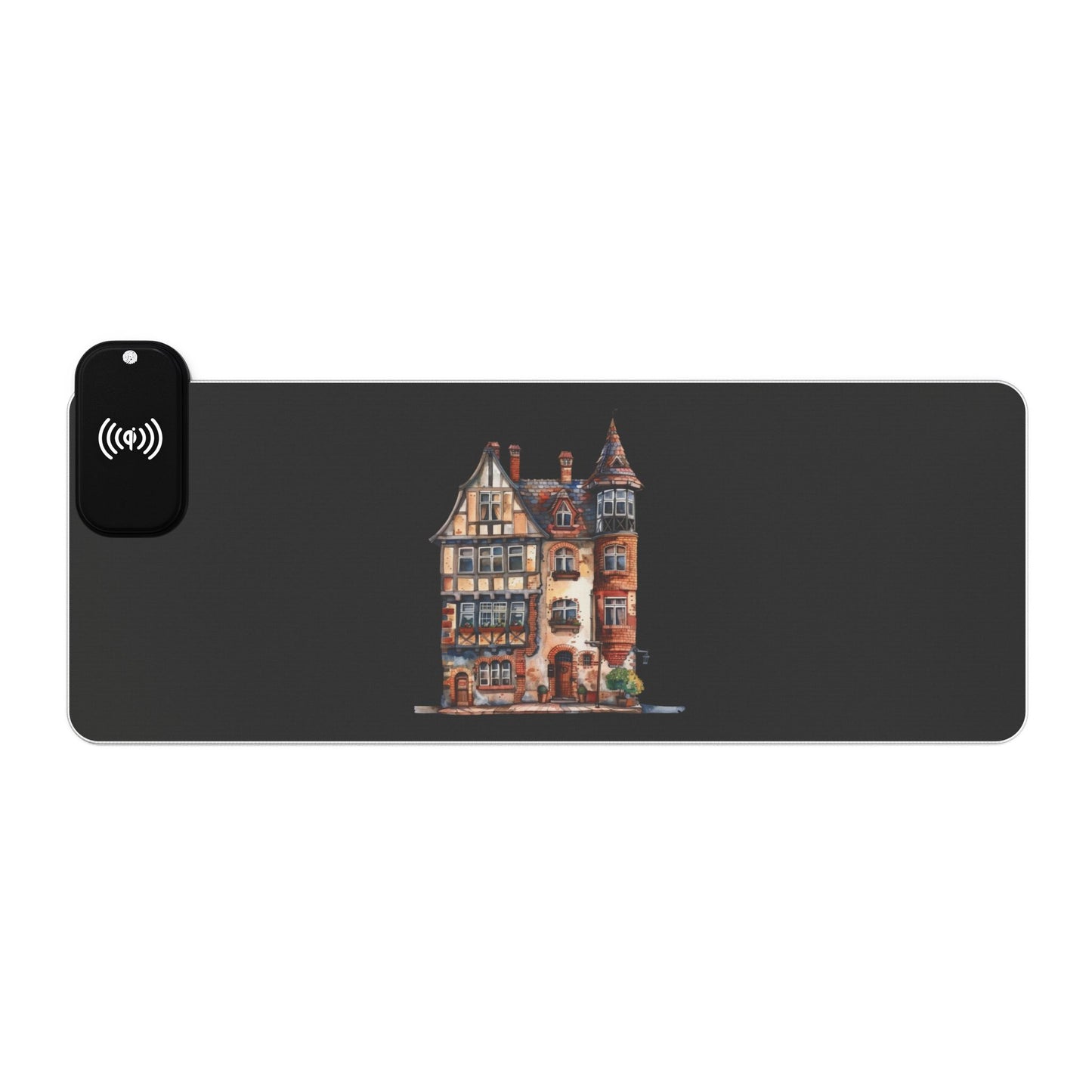 Charming Townhouses – English Architecture - LED Gaming Mouse Pad with Wireless Charging, Ergonomic Desk Accessory for Gamers, RGB Light-Up Mousepad, Perfect Gift for Home Office