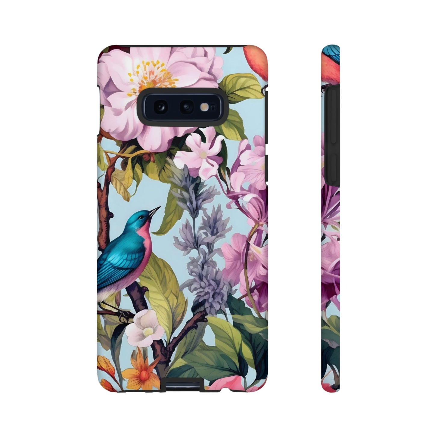 Floral Phone Case with Birds, Tough Cases for Nature Lovers, Stylish Phone Accessories, Unique Gifts for Her, Cute Tech Protector