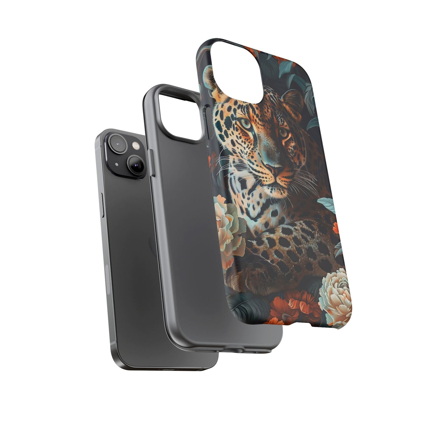 Wildlife Phone Case with Leopard Design | Tough Cases, Animal Prints, Floral Phone Cover, Gift for Nature Lovers, Unique Phone Accessories