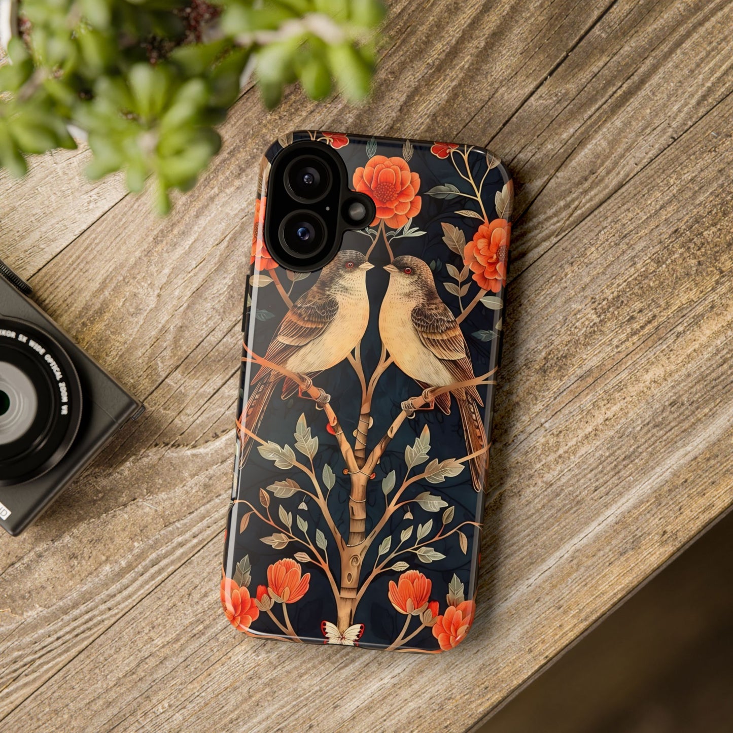 Floral Phone Case – Tough Cases with Bird Design, Unique Gift for Nature Lovers, Stylish Tech Accessory, Phone Cover, Artistic Case