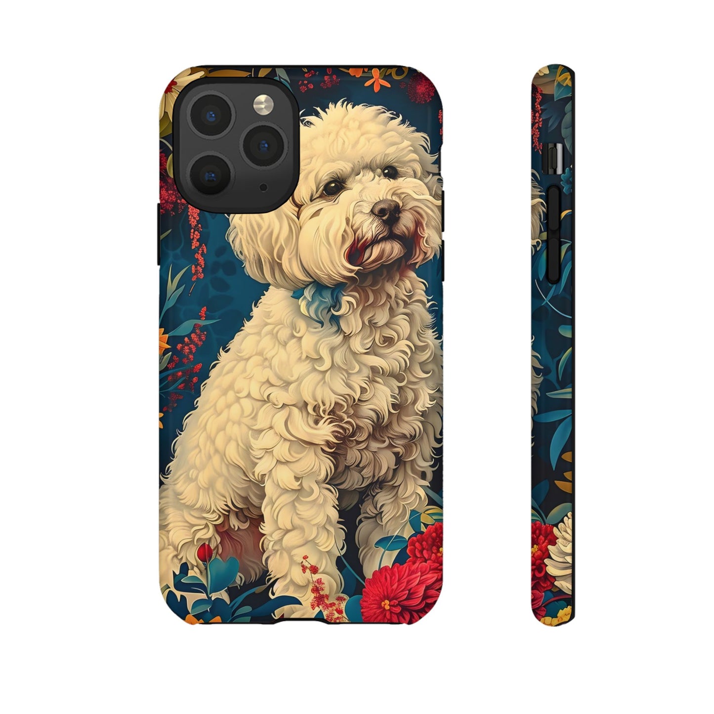 Cute Dog Phone Case, Pet Lover Gift, Floral Design Tough Case, Custom Dog Art, Birthday Gift for Dog Owners, Unique Phone Accessories