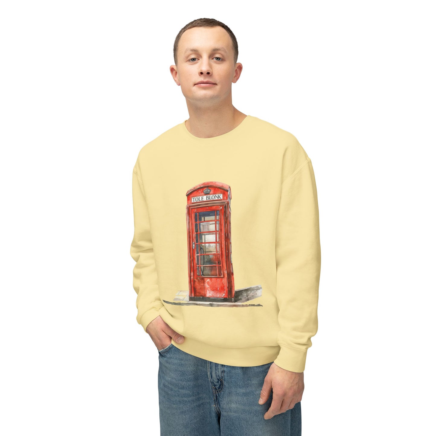 Unisex Lightweight Crewneck Sweatshirt Trendy - Iconic British Public Telephone