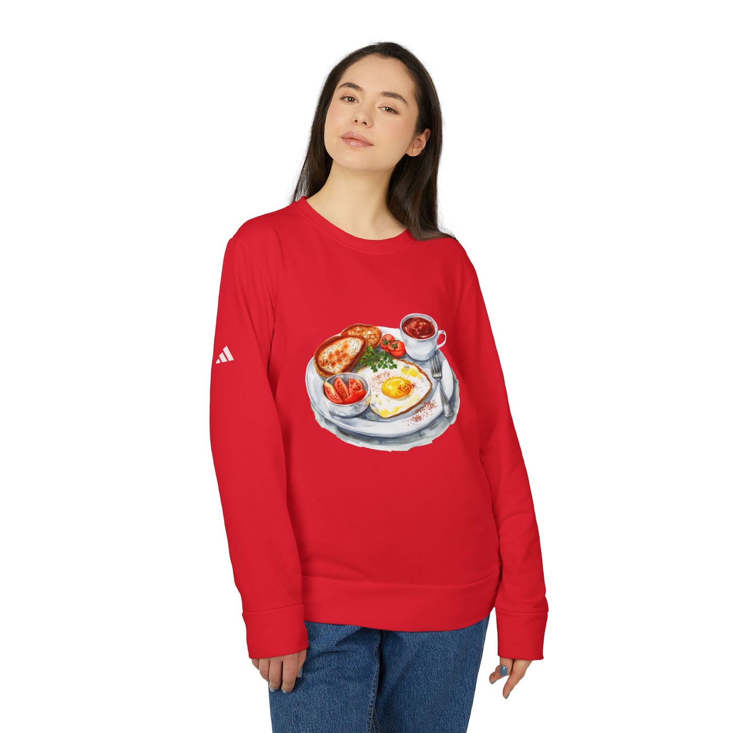 Adidas Unisex Fleece Crewneck Sweatshirt - Breakfast Vibes Art