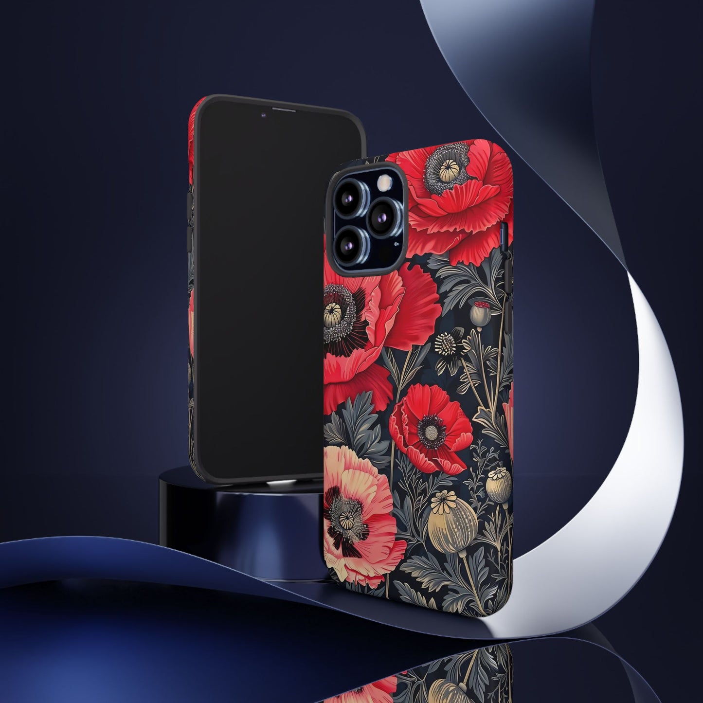 Floral Phone Case with Artistic Poppies, Tough Cases, Flower Design, Nature Lover Gift, Customizable Mobile Cover, Stylish Phone Accessories