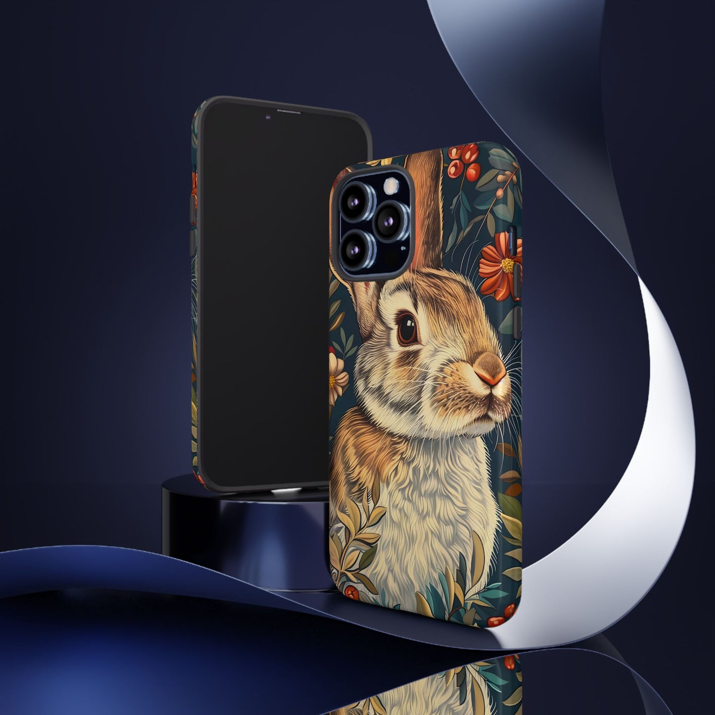 Rabbit Floral Phone Case, Cute Bunny Cover, Nature Lover Gift, Wildlife Photography, Protective Phone Accessory