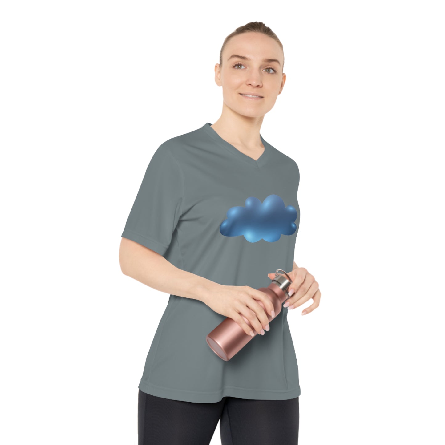 Women's Performance V-Neck T-Shirt - Relaxing Cloud Design for Active Living - Dreamy Cloud Design