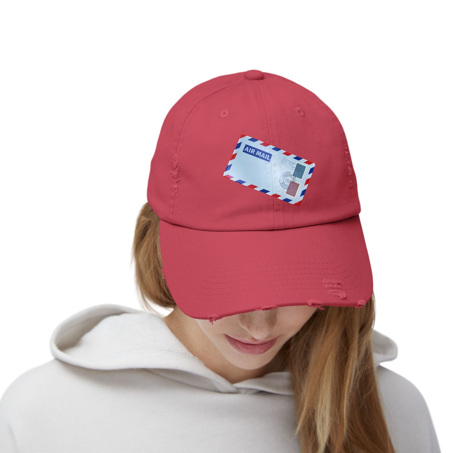 Vintage Air Mail Unisex Distressed Cap, Retro Hat, Casual Wear, Travel Accessories, Gift for Travelers, Summer Apparel