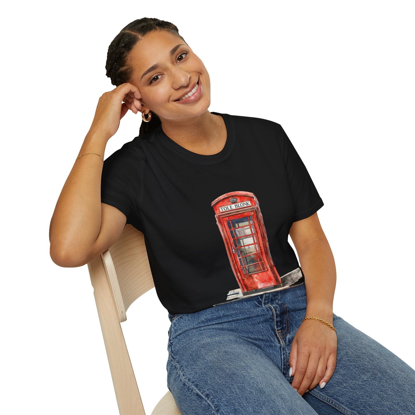Unisex Softstyle T-Shirt - Iconic British Public Telephone - Classic Red Phone Box