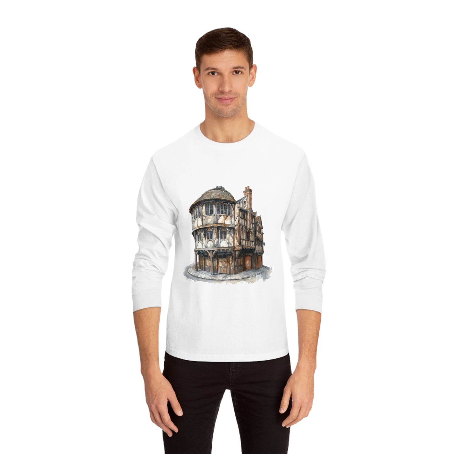 Unisex Classic Long Sleeve T-Shirt - London Pub Interior - Cozy British Tavern