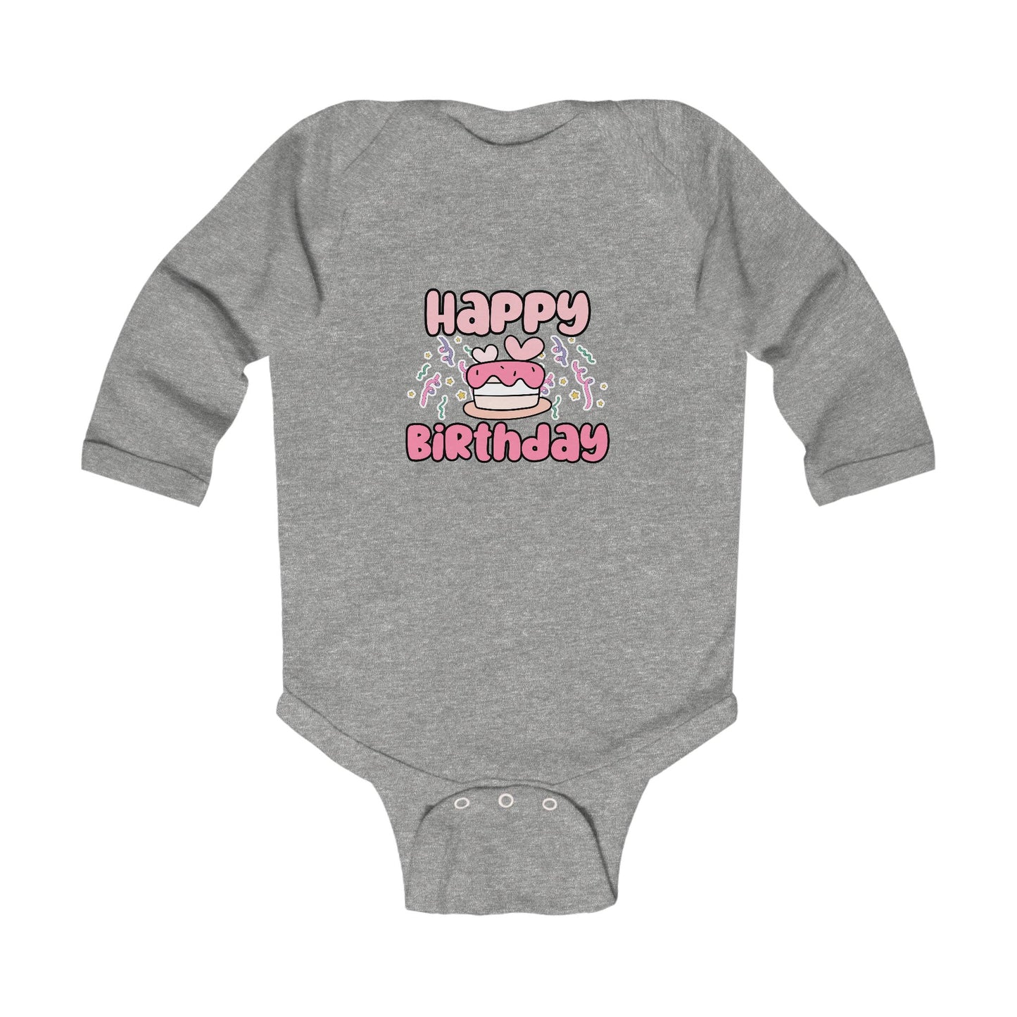 Happy Birthday Infant Long Sleeve Bodysuit – Cute Baby Shower Gift