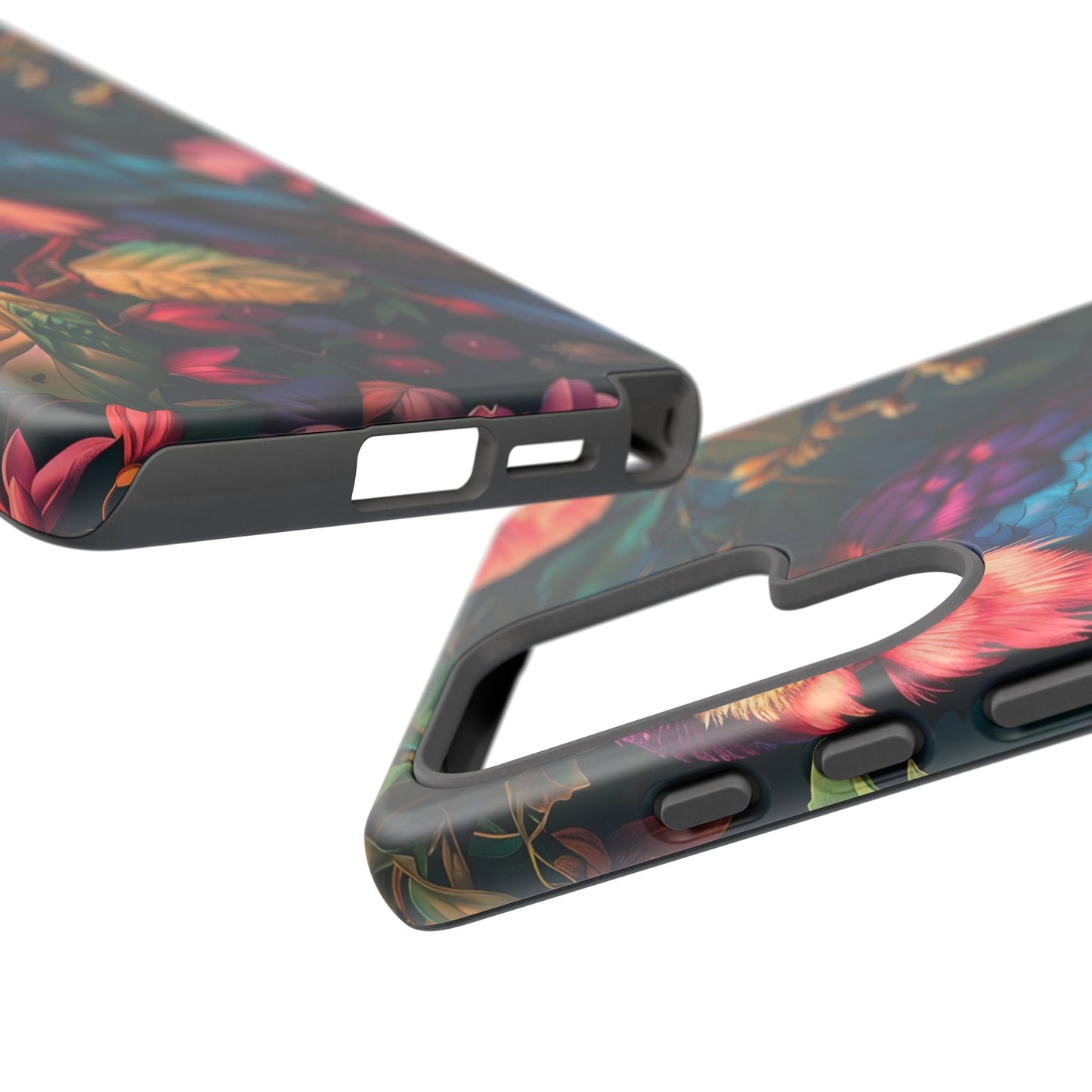 Vibrant Phone Case, Tropical Bird Design, Tough Phone Cover, Floral Tech Accessory, Gift for Nature Lovers