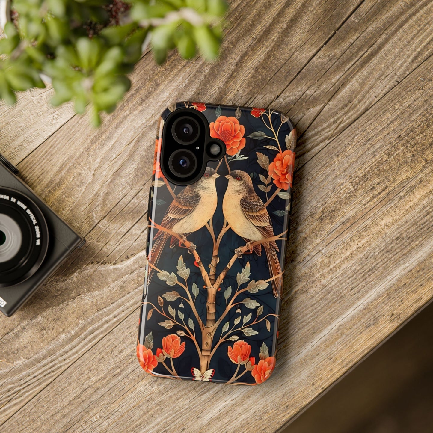 Floral Phone Case – Tough Cases with Bird Design, Unique Gift for Nature Lovers, Stylish Tech Accessory, Phone Cover, Artistic Case