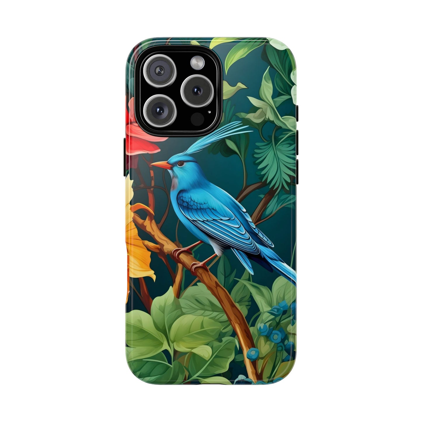 Tough Cases - Vibrant Bird Phone Case, Floral Design, Nature Lover, Unique Gift, Stylish Protection, Phone Accessories