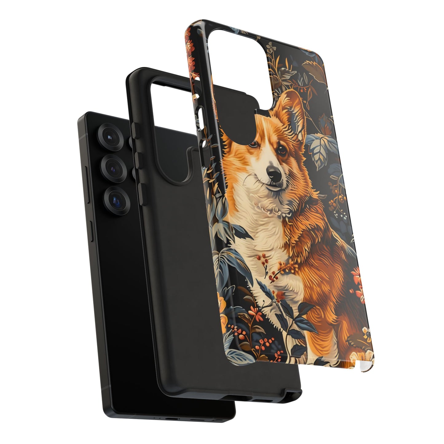 Corgi Floral Phone Case - Tough Cases for Dog Lovers, Cute Pet Accessories, Gift for Dog Owners, Floral Design, Personalized Tech Cover