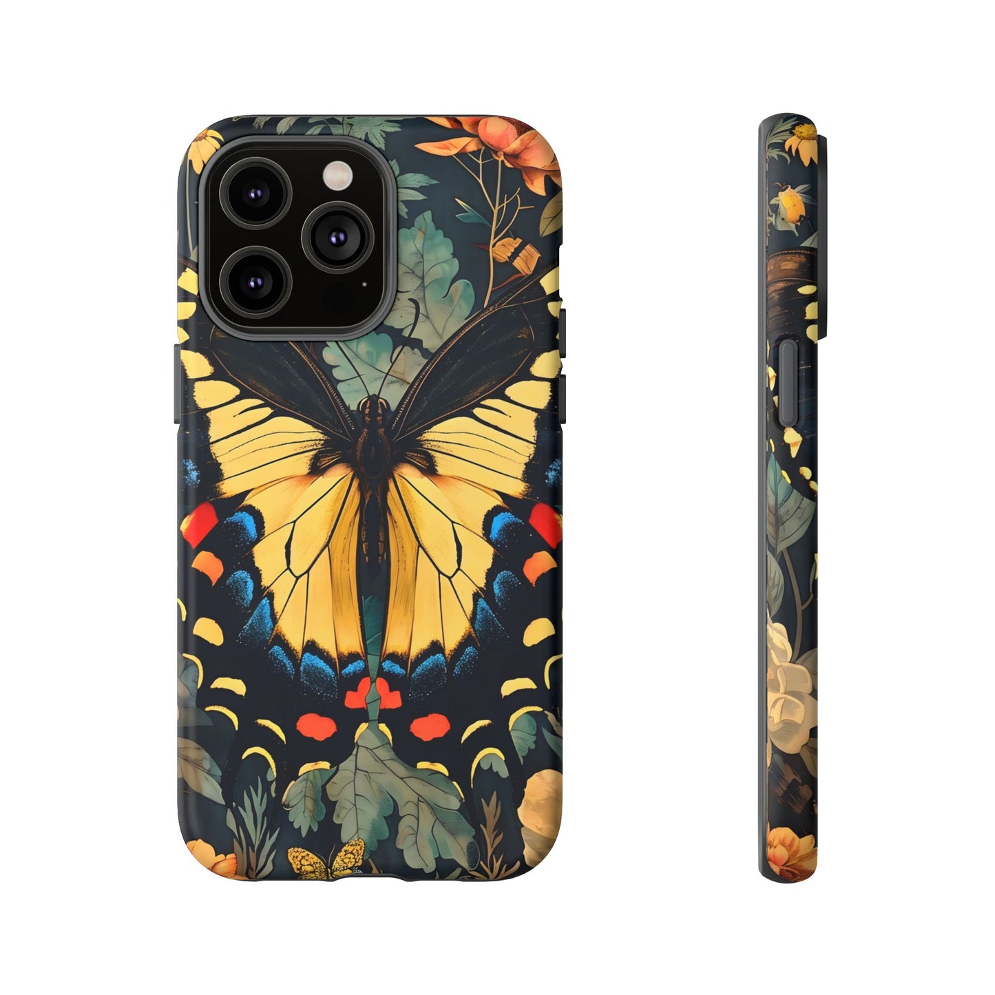 Butterfly Floral Phone Case, Art-inspire Tough Case, Gift for Nature Lovers, Butterfly Pattern Cover, Eco-Friendly Mobile Accessory