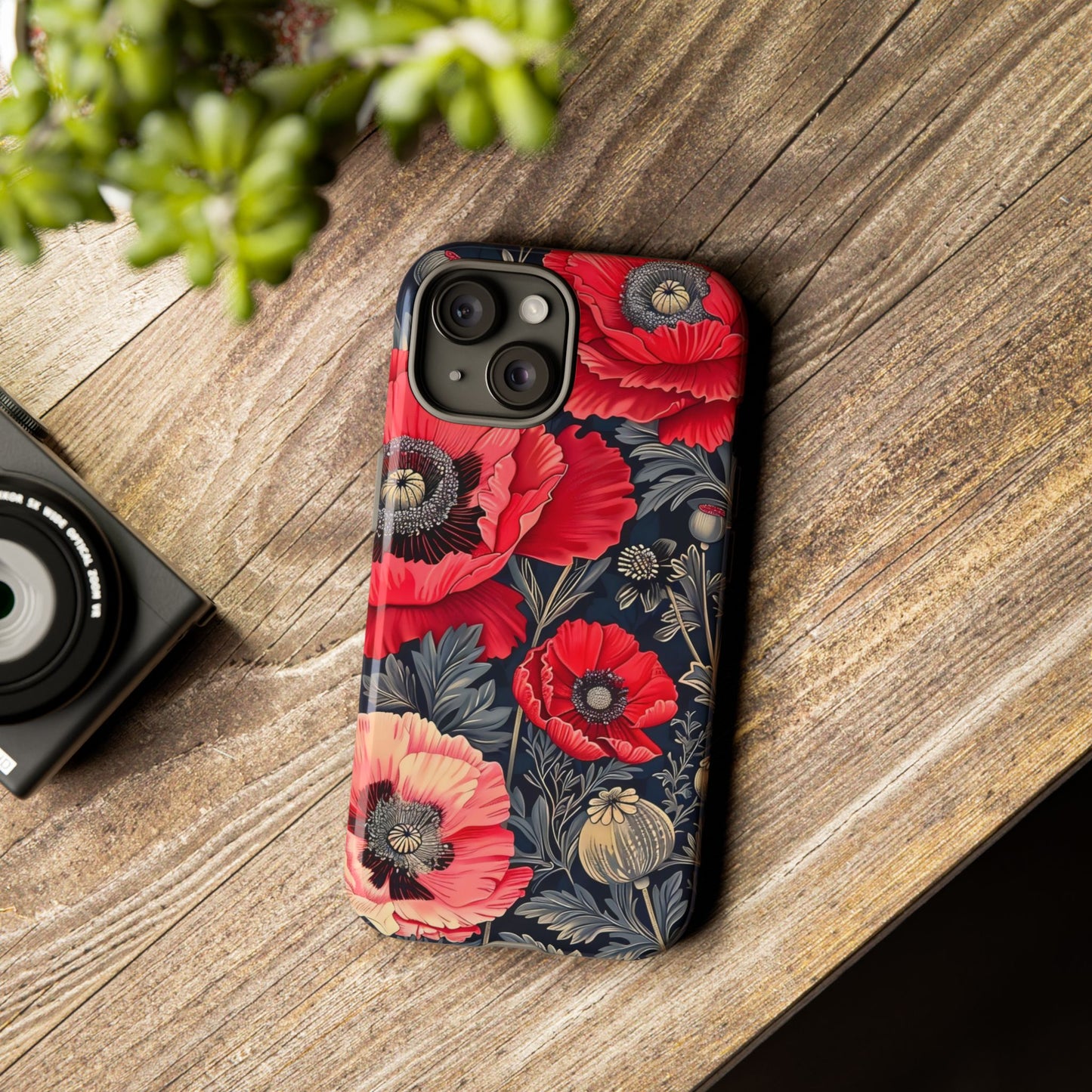 Floral Phone Case with Artistic Poppies, Tough Cases, Flower Design, Nature Lover Gift, Customizable Mobile Cover, Stylish Phone Accessories