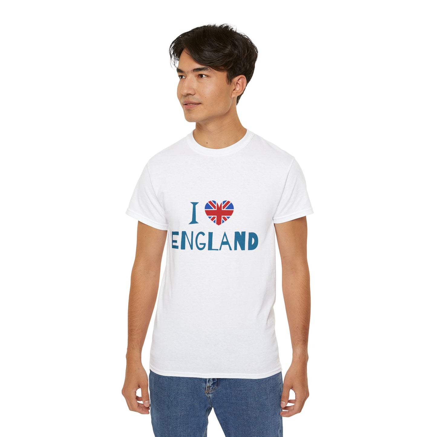 Unisex Ultra Cotton Tee Lightweight - I Love England - Union Jack Heart