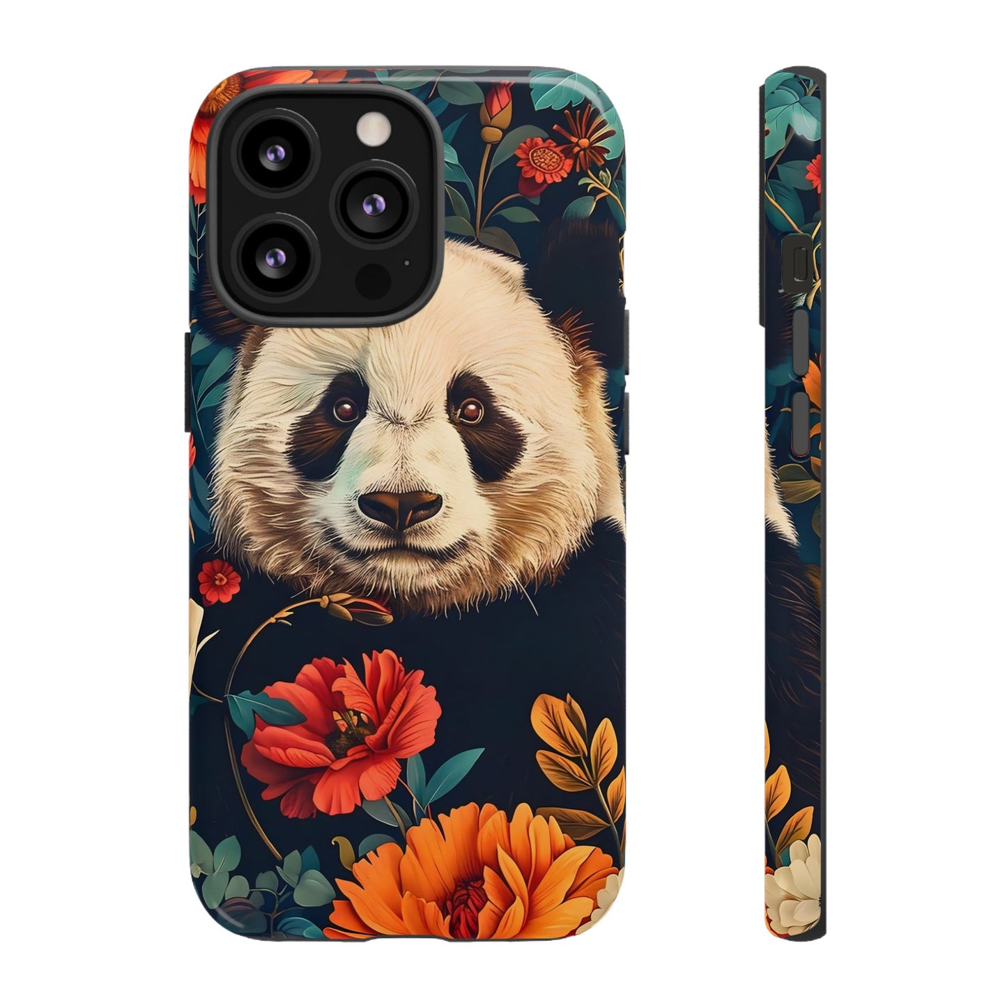 Panda Floral Phone Case, Tough Cases, Cute Animal Case, Floral Design, Gifts for Animal Lovers, Phone Accessories
