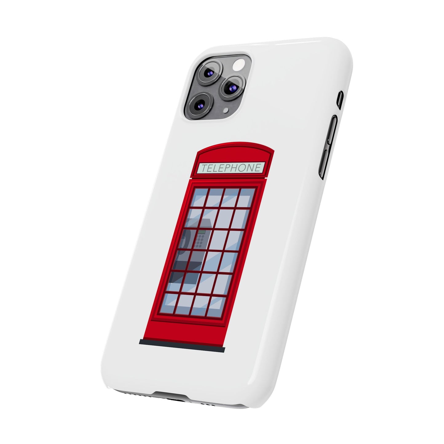 British Phone Booth Slim Phone Cases, Retro Phone Case for Travelers, Cool Cellphone Accessory, Gift for Brits, London Theme Tech Gear