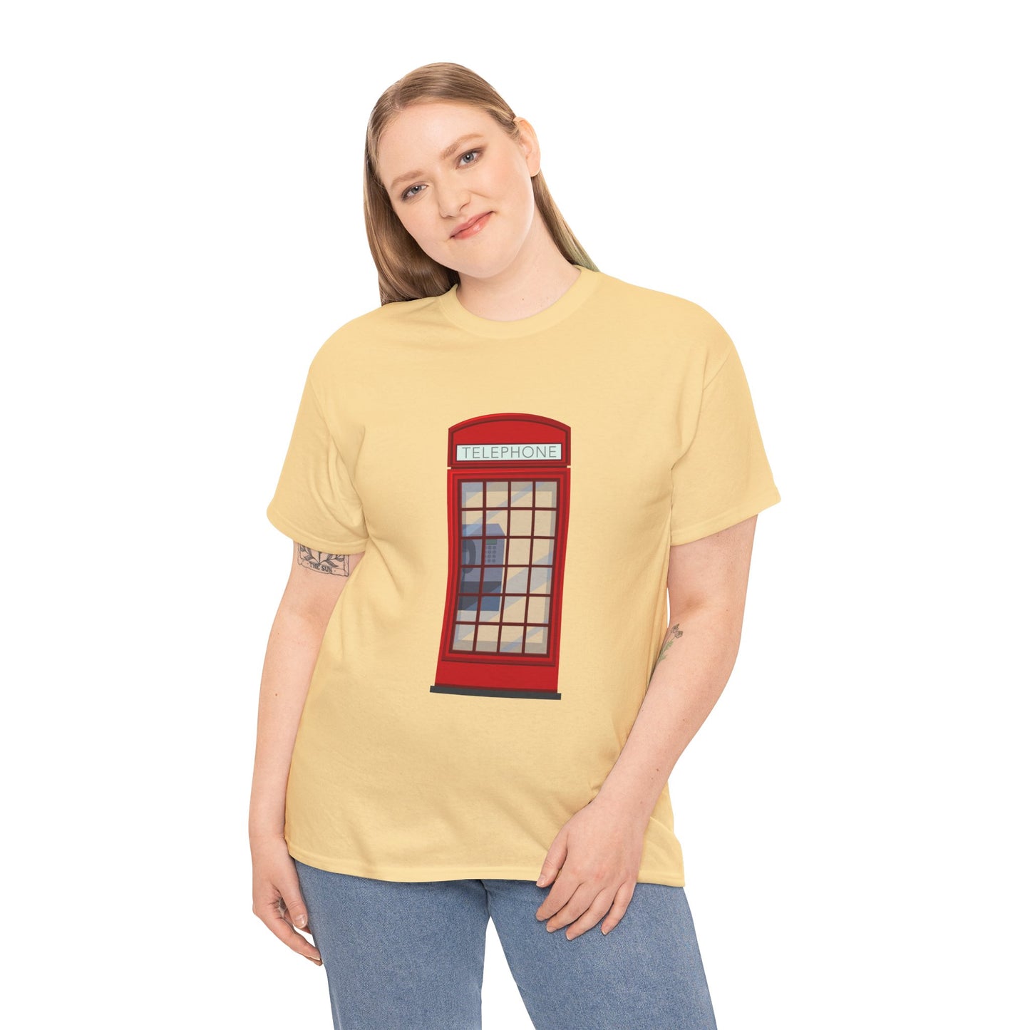 Unisex Heavy Cotton Tee - Iconic British Public Telephone