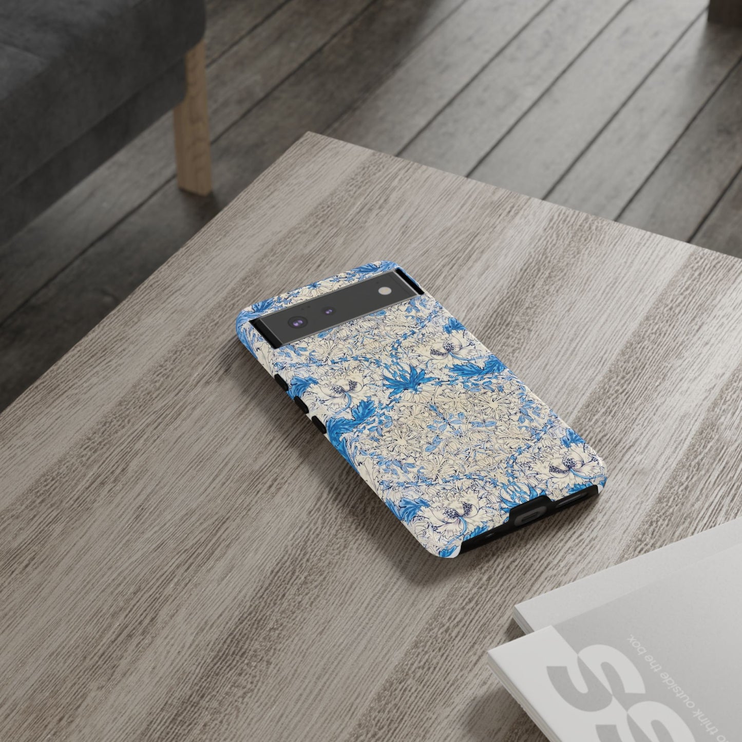 Elegant Floral Phone Case, Tough iPhone Cover, Stylish Mobile Protector, Blue Patterned Case, Unique Gift for Her